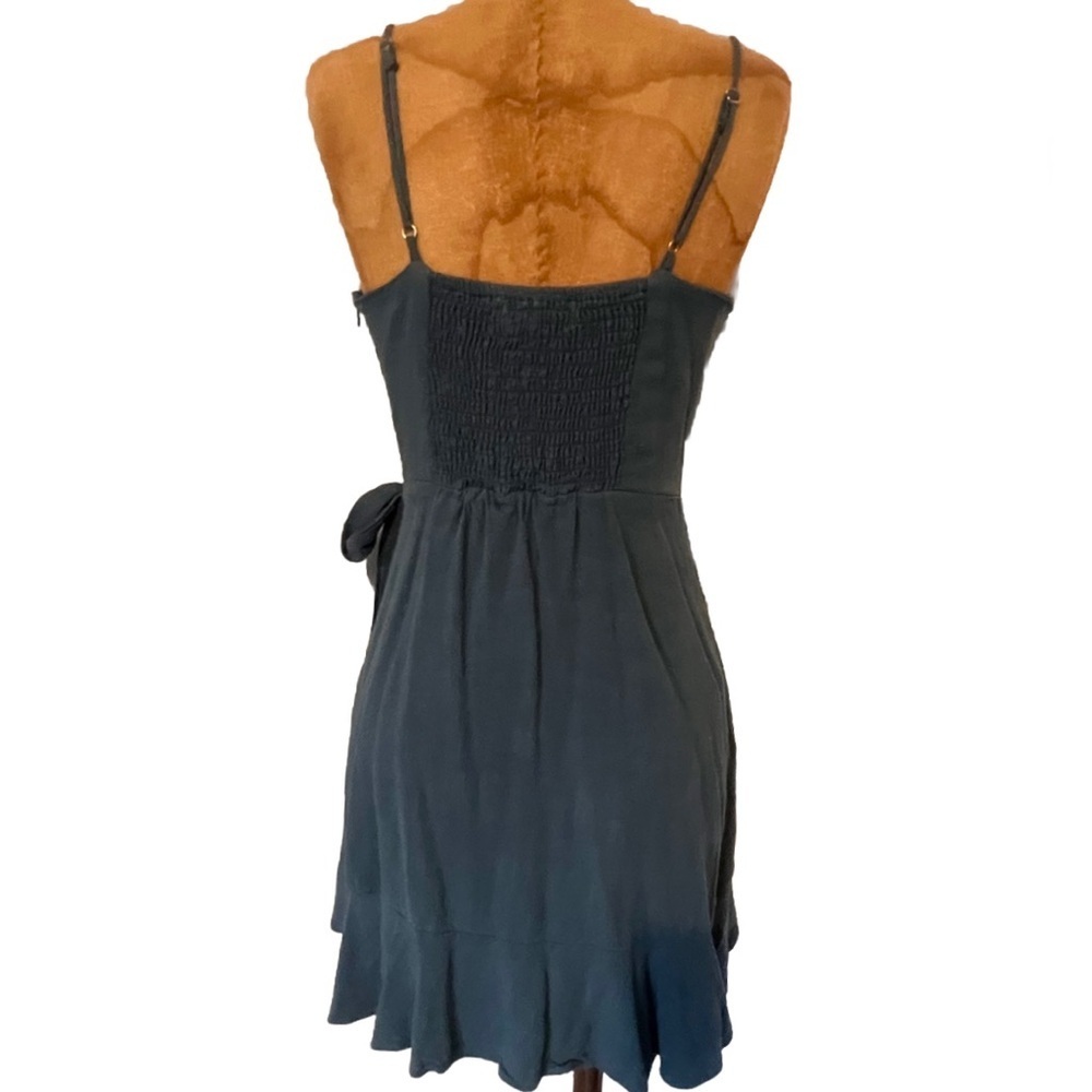Altar'd State Linen Blend Blue Asymmetrical Ruffled Mini Dress S EUC - Picture 5 of 10
